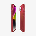 ACS04789 - iPhone 14 Case Thin Fit in red showing the sides, partial back and front