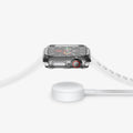 ACS00428 - Apple Watch Series (44mm) Case Ultra Hybrid in crystal clear showing the side with watch hovering above the charger