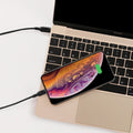 000CA27021 - DuraSync USB-C to Lightning Cable in black showing the charger connected to laptop charging a phone