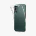 ACS03950 - Galaxy S22 Plus 5G Case Liquid Crystal in crystal clear showing the back with case bending away from device to show the flexibility