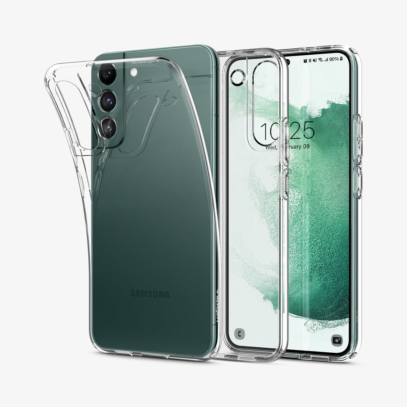 ACS03950 - Galaxy S22 Plus 5G Case Liquid Crystal in crystal clear showing the back, inside and front
