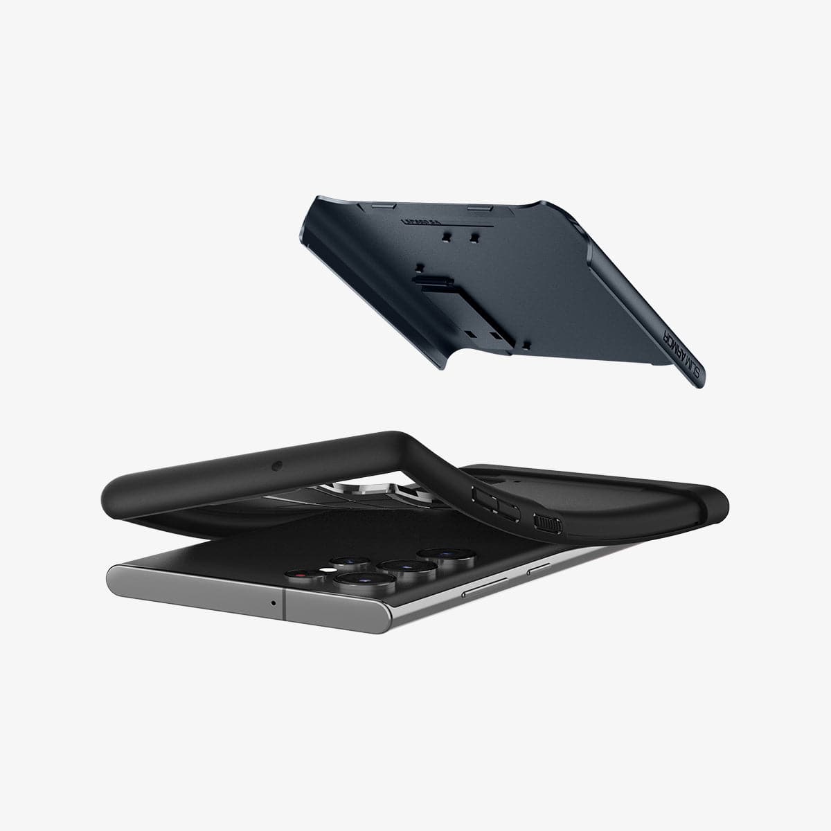 ACS03944 - Galaxy S22 Ultra 5G Case Slim Armor in metal slate showing the flexible TPU layer and hard PC layer