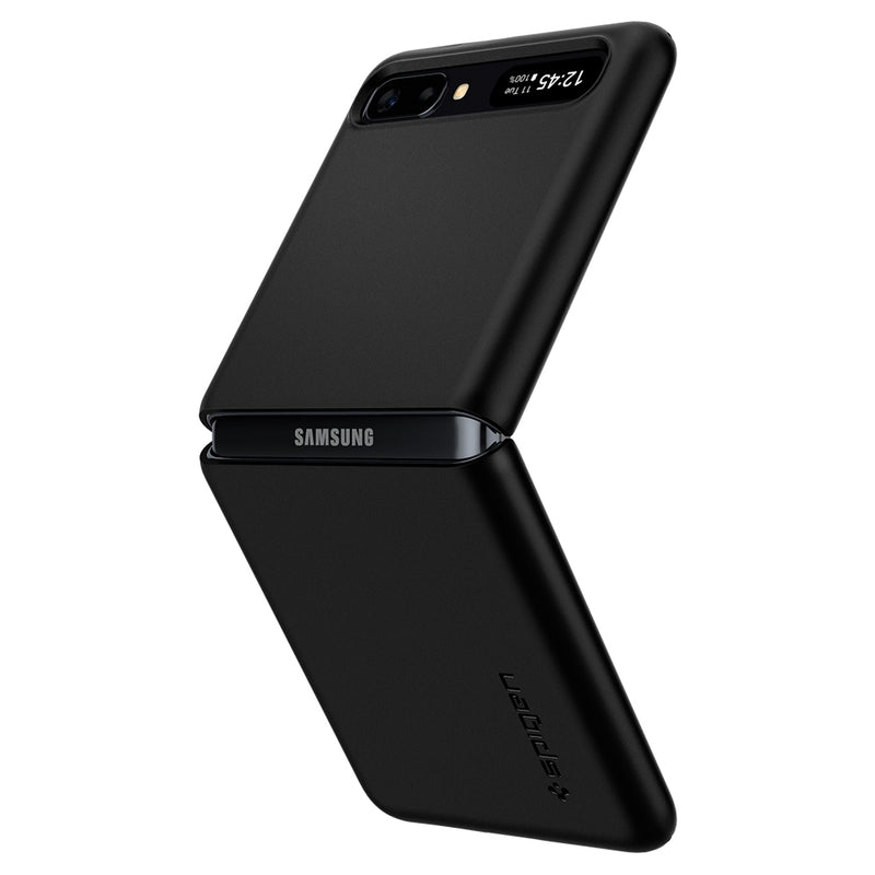 ACS01033 - Galaxy Z Flip Case Thin Fit in black showing the back and side with device inside