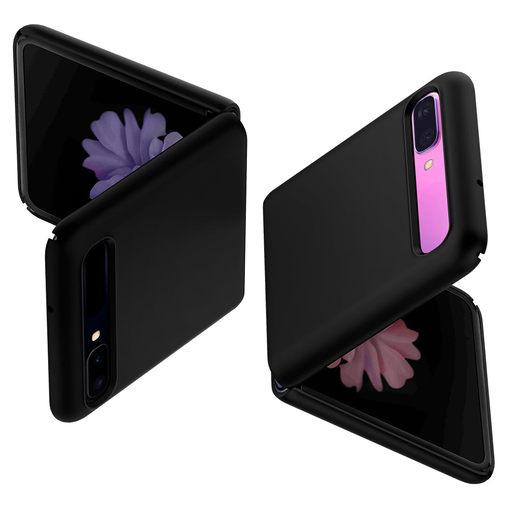 ACS01033 - Galaxy Z Flip Case Thin Fit in black showing the back top and front bottom