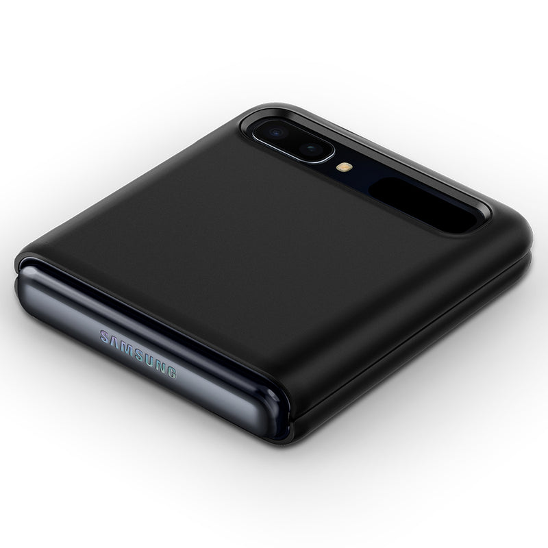 ACS01033 - Galaxy Z Flip Case Thin Fit in black showing the back and side with device folded