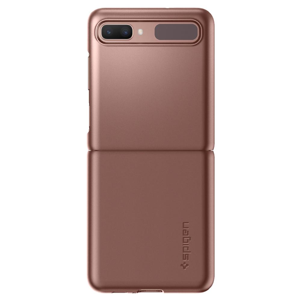ACS02174 - Galaxy Z Flip Case Thin Fit in Bronze showing the back with phone opened up fully