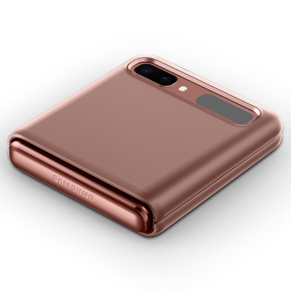 ACS02174 - Galaxy Z Flip Case Thin Fit in bronze showing the phone folded and flat