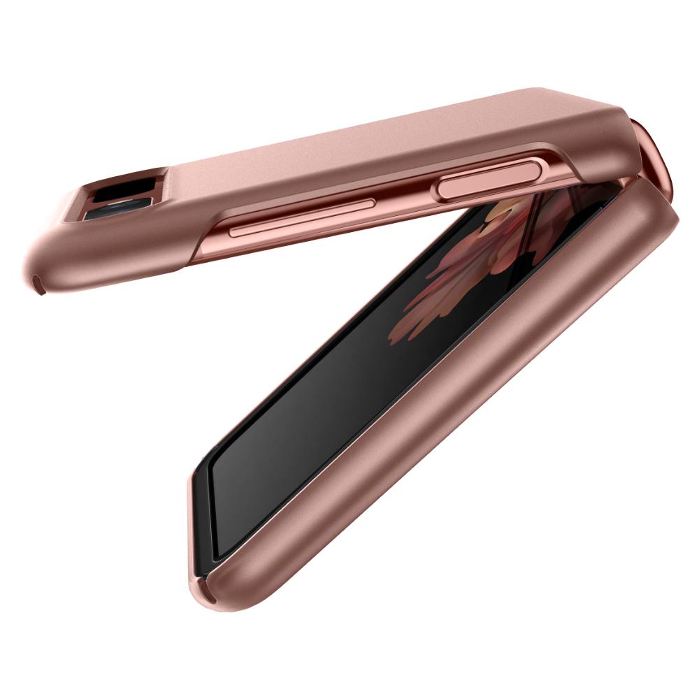 ACS02174 - Galaxy Z Flip Case Thin Fit in bronze showing the side of phone folded