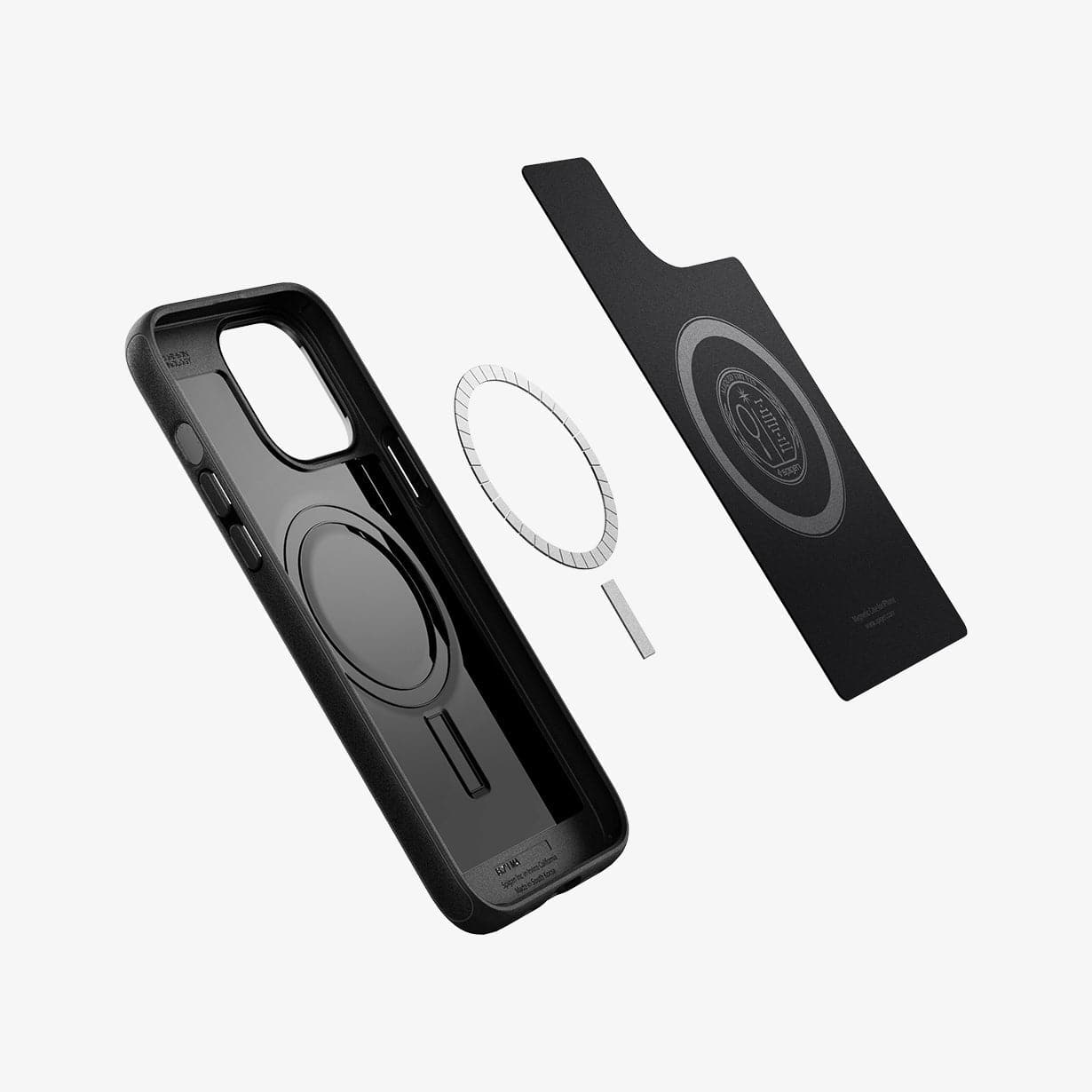 ACS03281 - iPhone 13 Pro Case Mag Armor in black showing the side and inside with magnetic ring layer