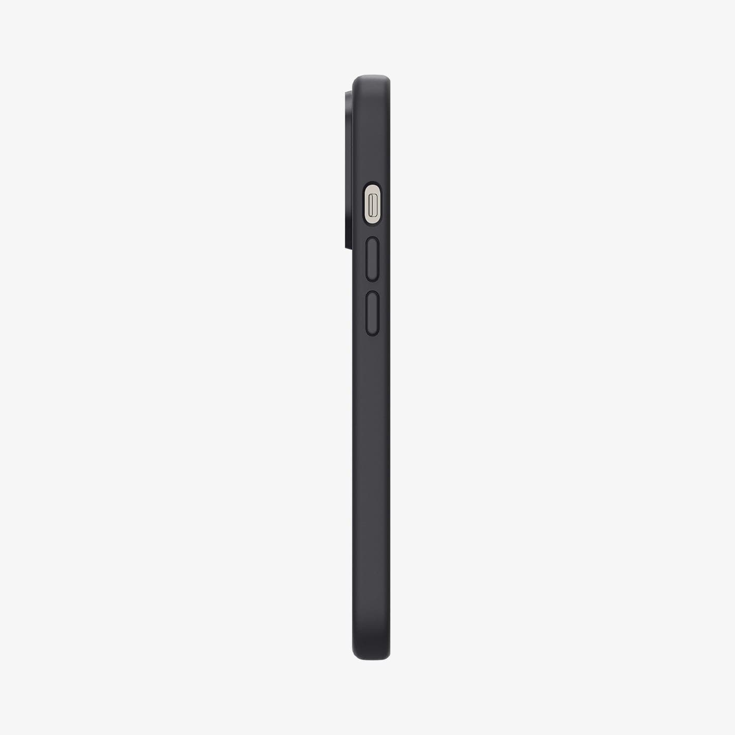 ACS04087 - iPhone 13 Pro Case Silicone Fit Mag (Mag Fit) in black showing the side with volume controls