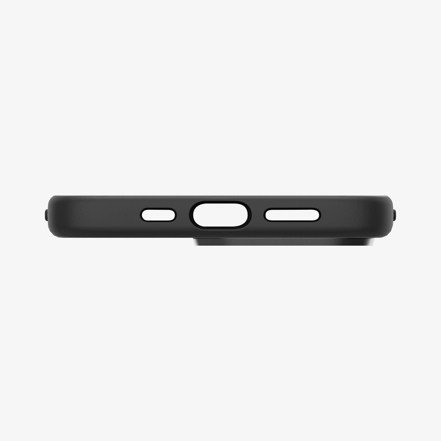ACS04087 - iPhone 13 Pro Case Silicone Fit Mag (Mag Fit) in black showing the bottom with precise cutouts