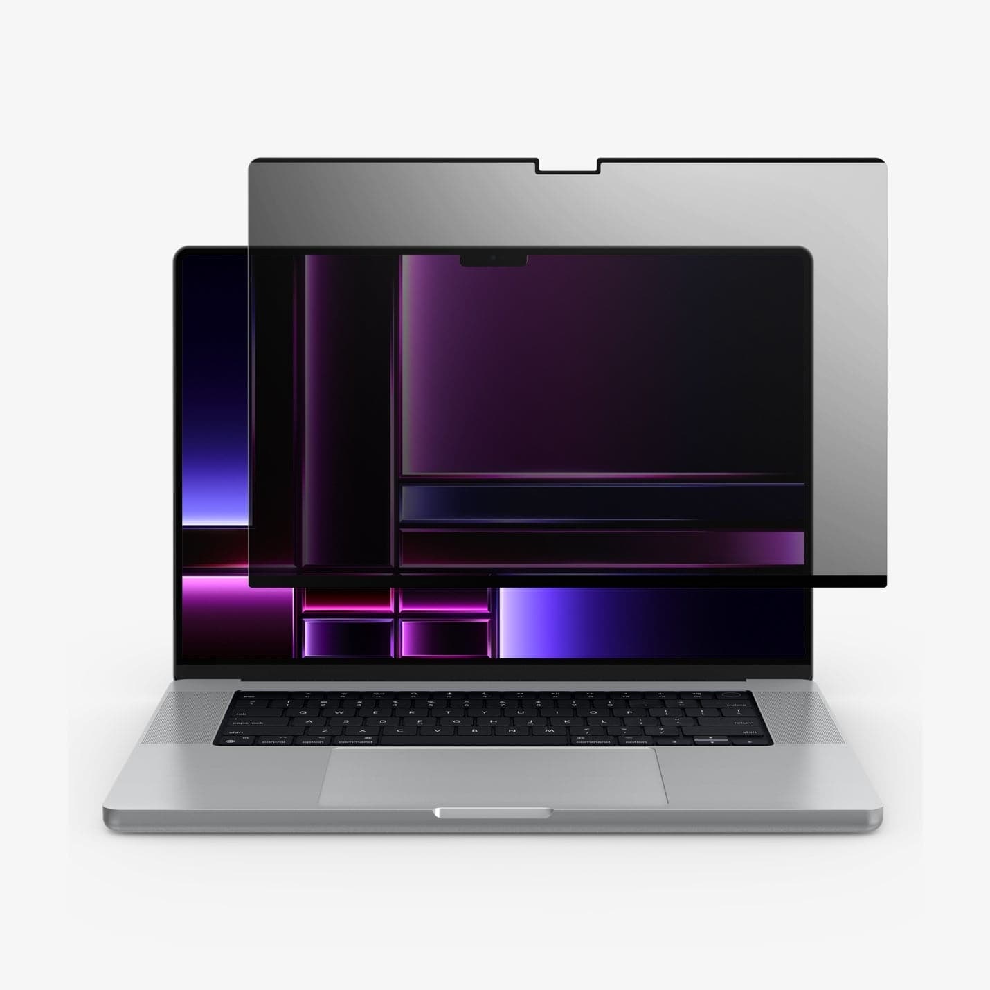 AFL06157 - Macbook Pro 16" Screen Protector Safe View showing the front with screen protector in front of laptop screen