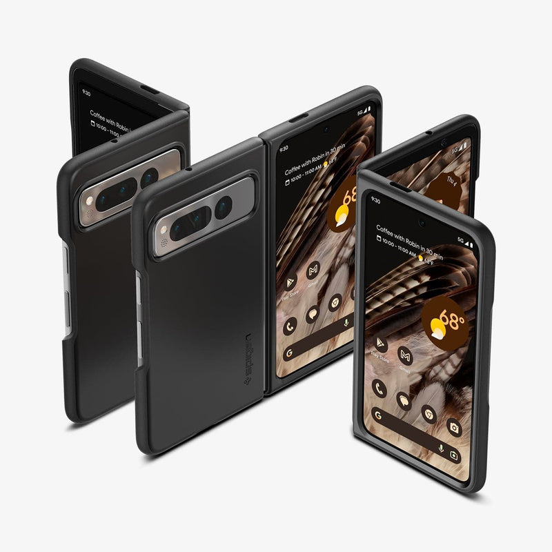 ACS05919 - Pixel Fold Series Case Thin Fit in black showing the back and front of multiple devices