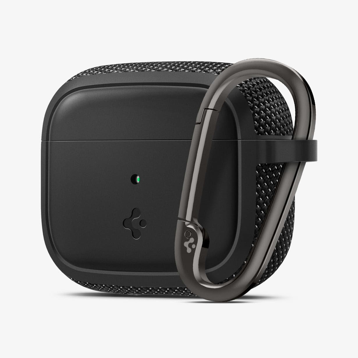 ASD02171 - Apple AirPods 3 Case Classic Fit in black showing the front and side with carabiner attached