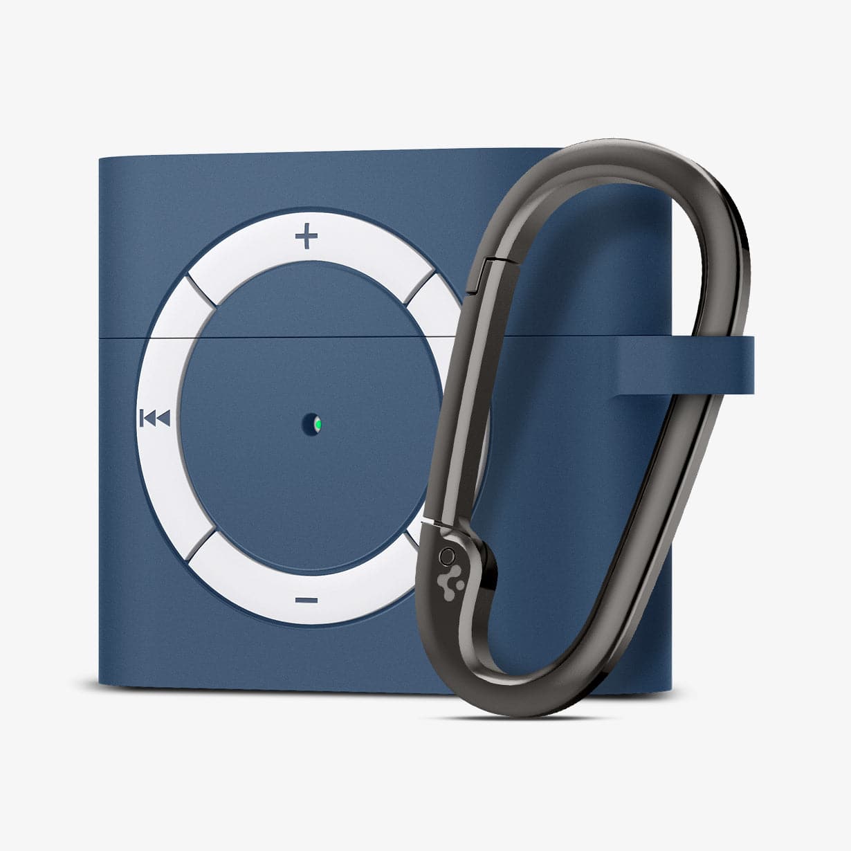 ASD02216 - Apple AirPods 3 Case Classic Shuffle in deep blue showing the front and partial side with carabiner attached