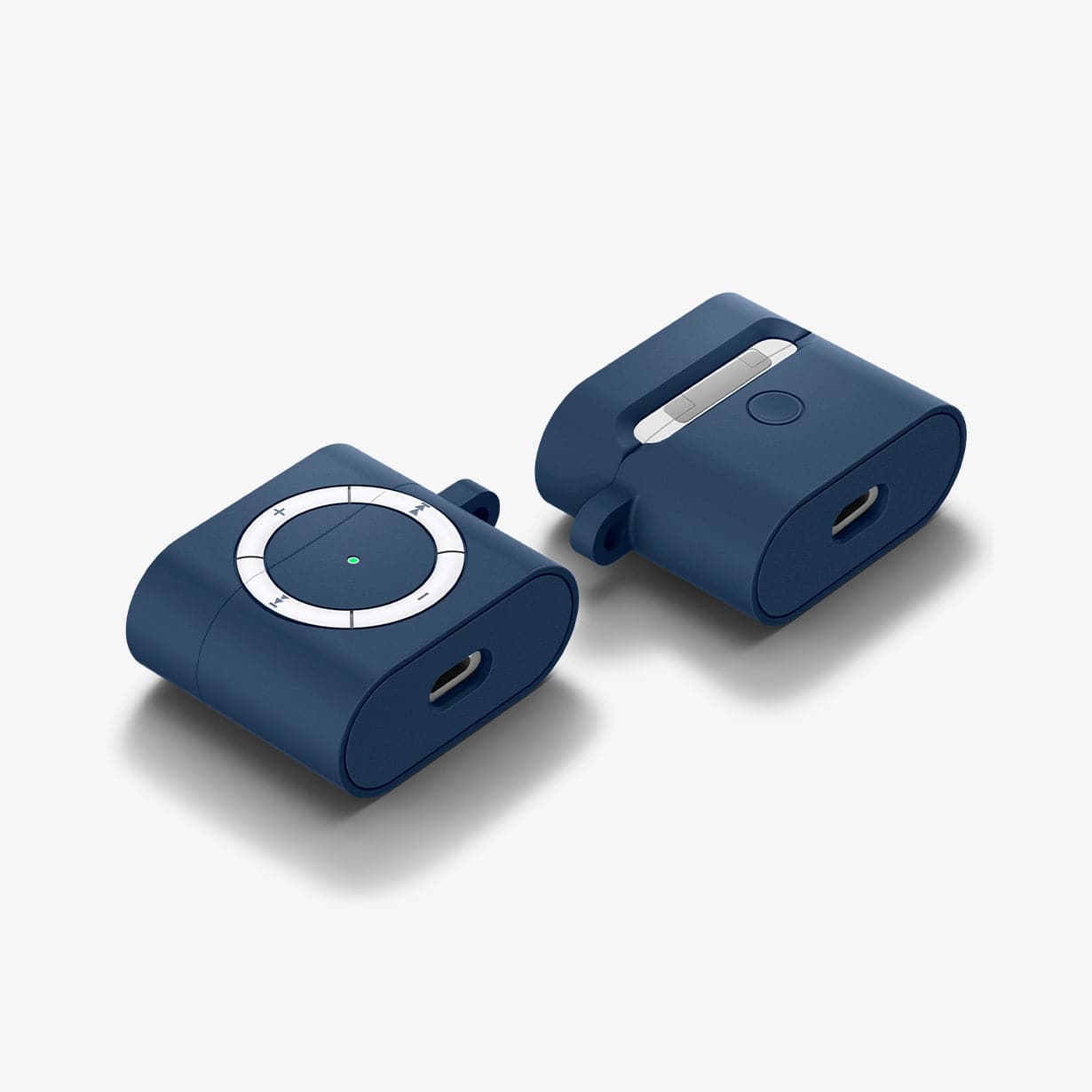 ASD02216 - Apple AirPods 3 Case Classic Shuffle in deep blue showing the front, back and bottom