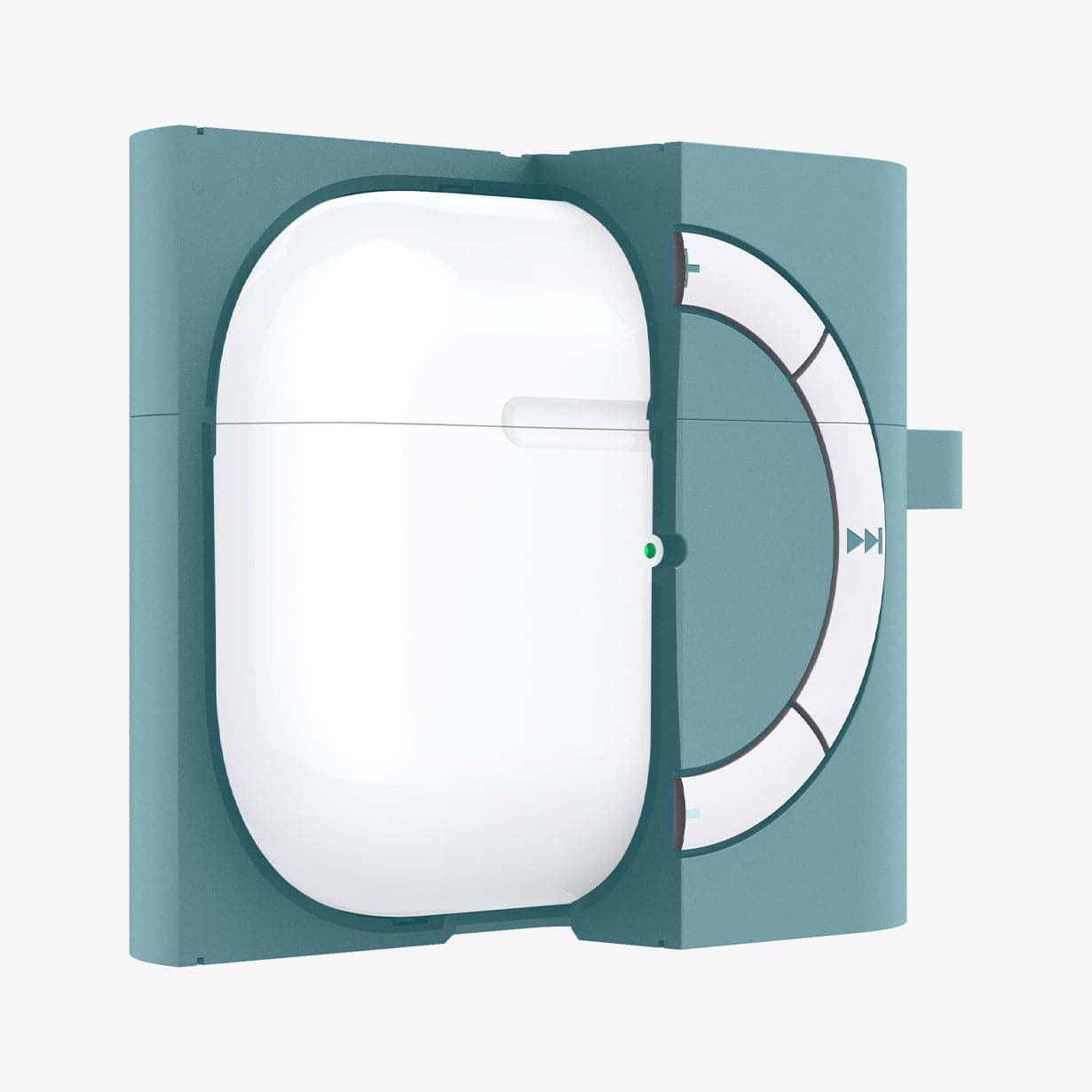 ASD02215 - Apple AirPods 3 Case Classic Shuffle in cactus green showing the front with case half cut open