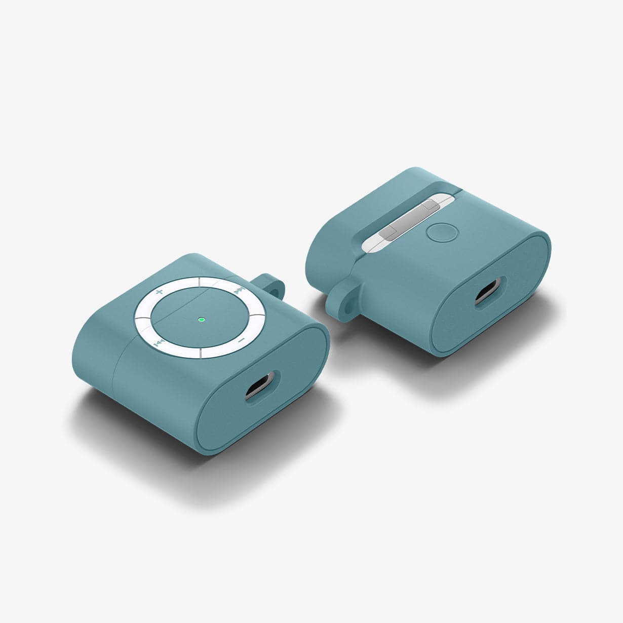 ASD02215 - Apple AirPods 3 Case Classic Shuffle in cactus green showing the front, back and bottom