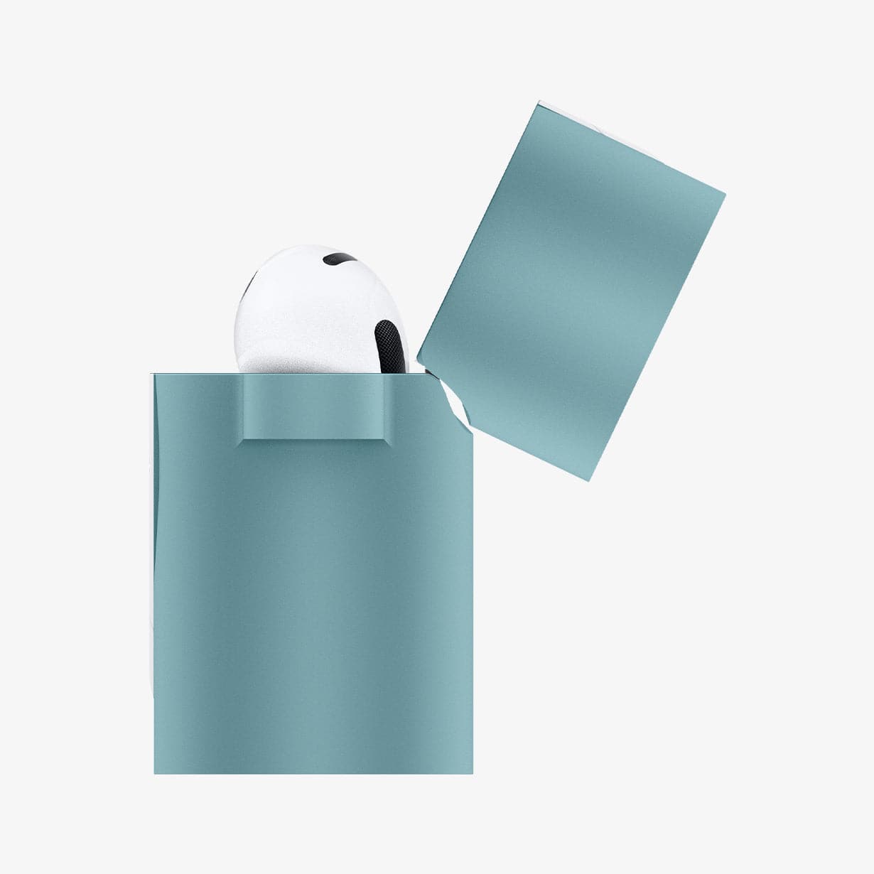 ASD02215 - Apple AirPods 3 Case Classic Shuffle in cactus green showing the side with top open and AirPods inside