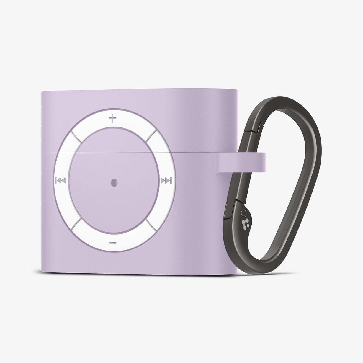 ASD02214 - Apple AirPods 3 Case Classic Shuffle in lavender showing the front and side with carabiner