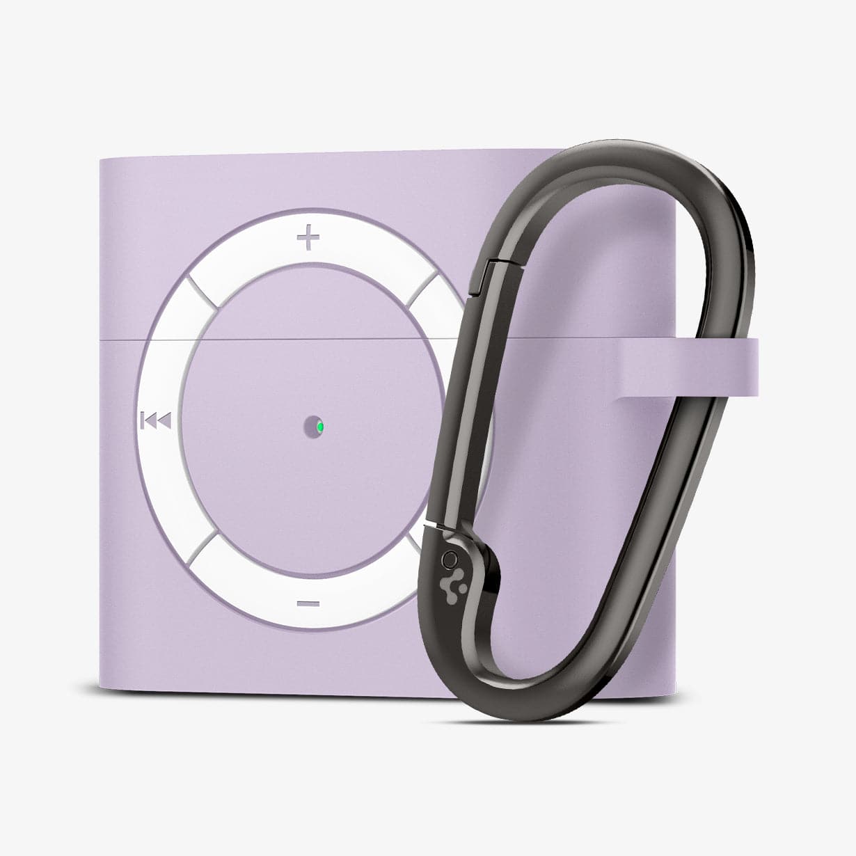 ASD02214 - Apple AirPods 3 Case Classic Shuffle in lavender showing the front and partial side with carabiner attached
