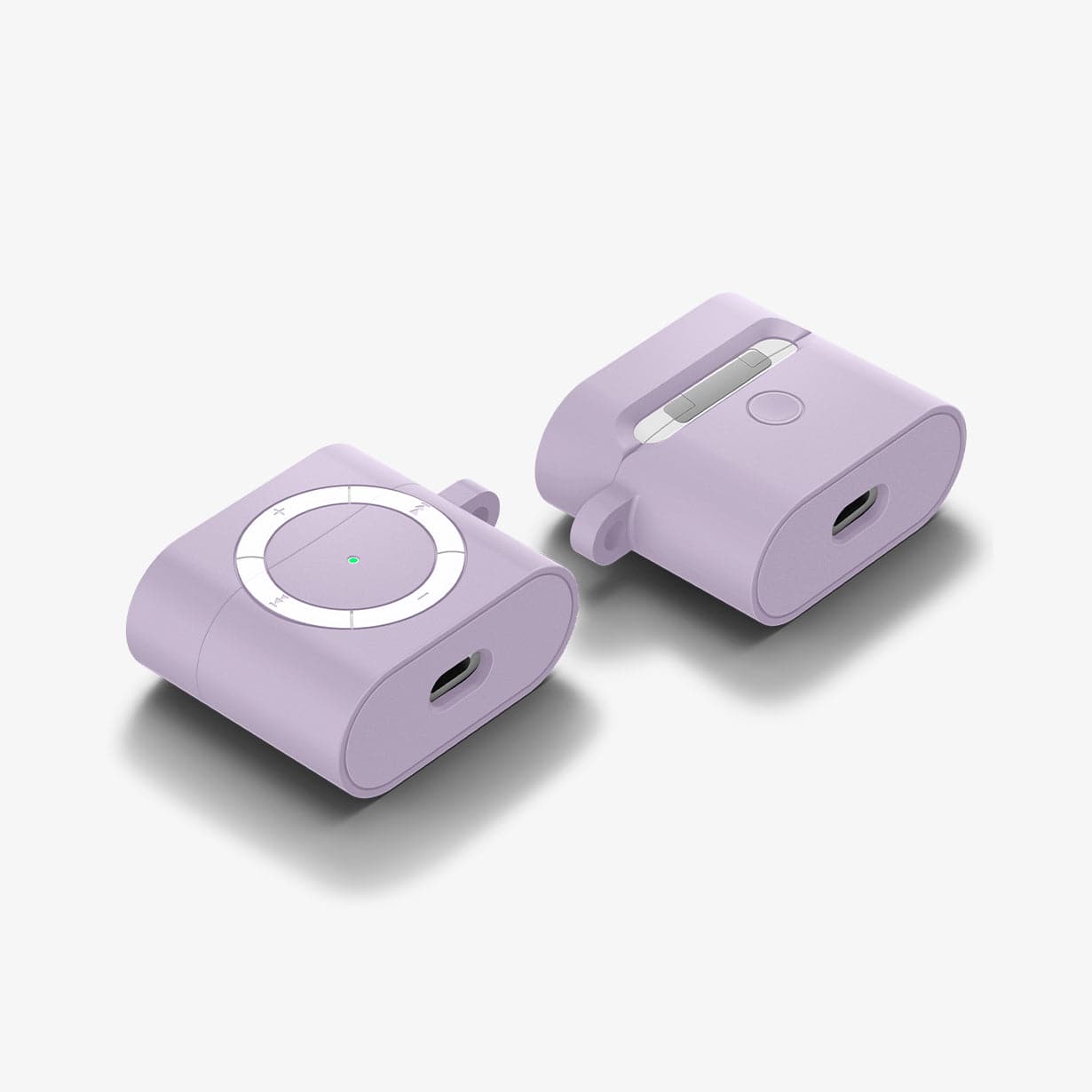 ASD02214 - Apple AirPods 3 Case Classic Shuffle in lavender showing the front, back and bottom