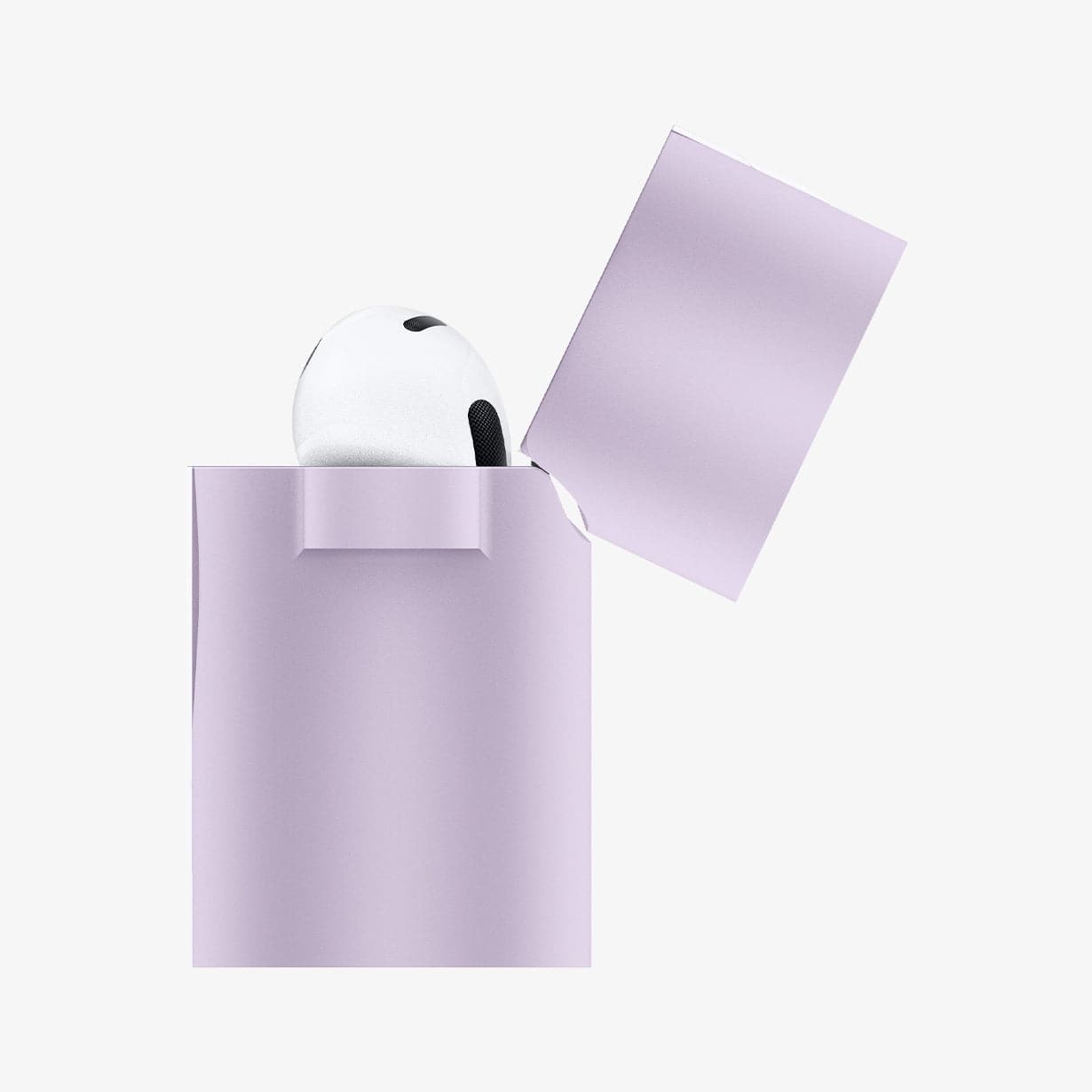 ASD02214 - Apple AirPods 3 Case Classic Shuffle in lavender showing the side with top open and AirPods inside