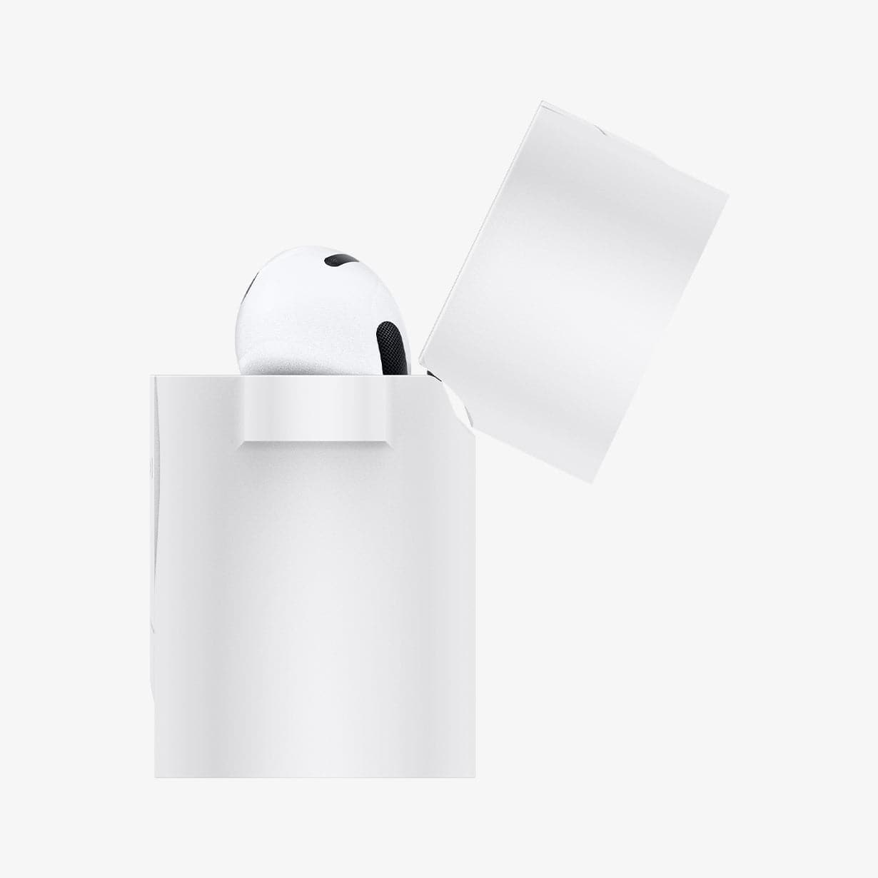ASD02213 - Apple AirPods 3 Case Classic Shuffle in white showing the side with top open and AirPods inside