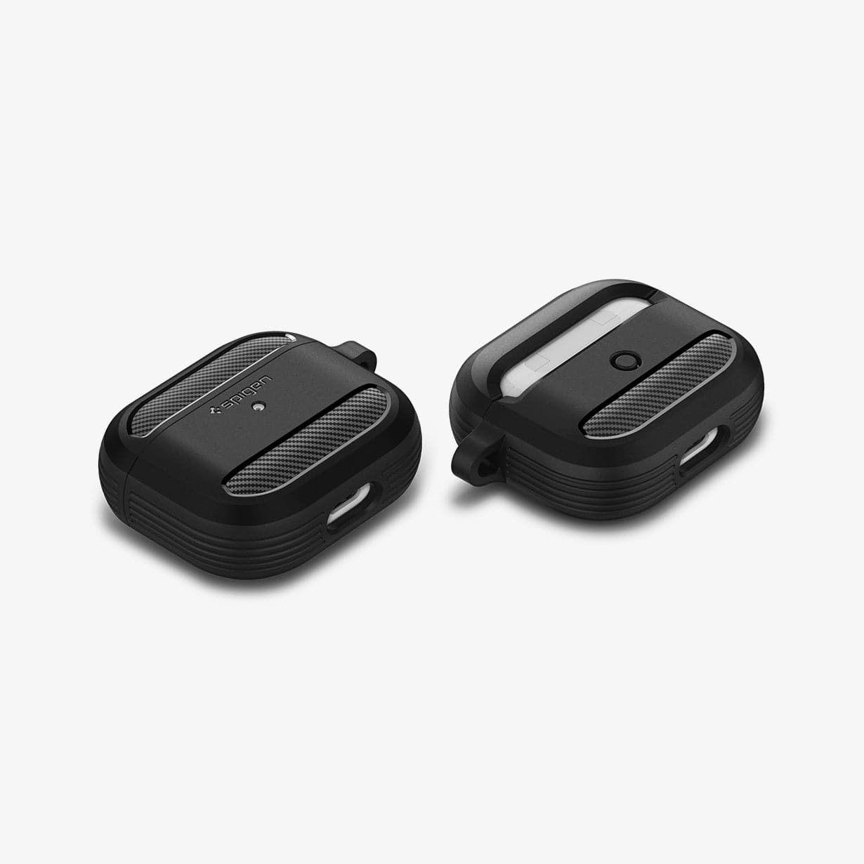 ASD01978 - Apple AirPods 3 Case Rugged Armor in black showing the front, back and sides