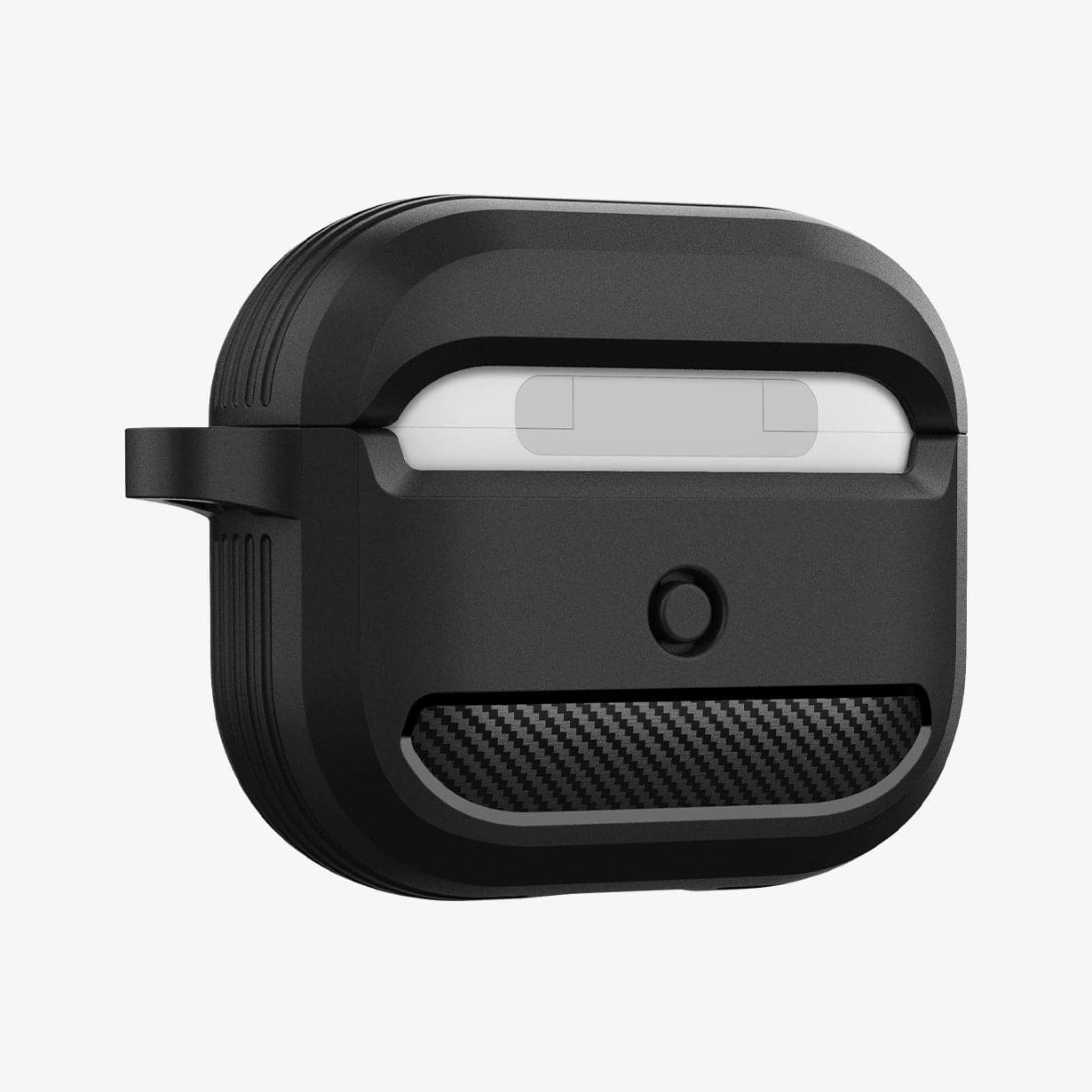 ASD01978 - Apple AirPods 3 Case Rugged Armor in black showing the back and side