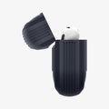 ASD01980 - Apple AirPods 3 Case Rugged Armor in charcoal gray showing the side with top open and AirPods inside