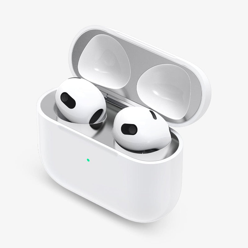 ASD01986 - Apple Airpods 3 Shine Shield in metallic silver showing the top front view