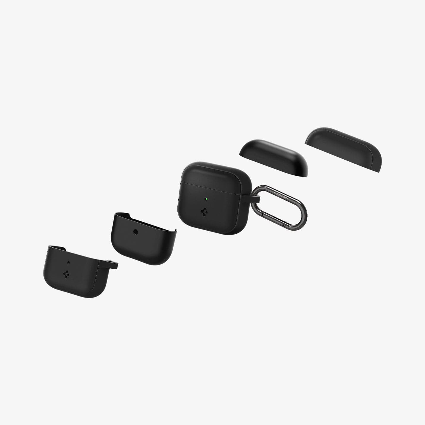 ASD01984 - Apple AirPods 3 Case Silicone Fit in black showing the multiple components of case