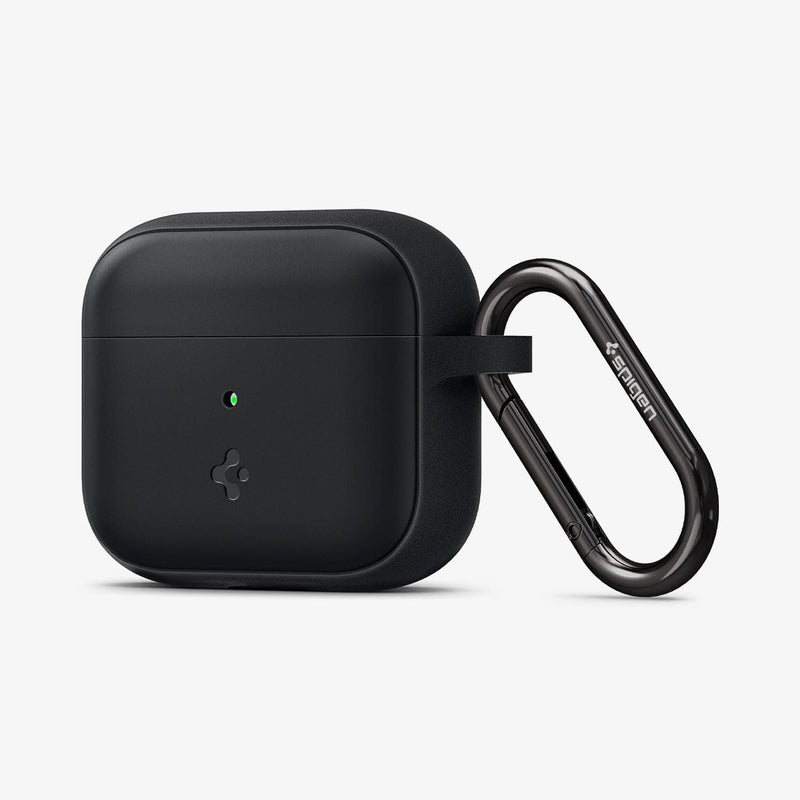 ASD01984 - Apple AirPods 3 Case Silicone Fit in black showing the front with carabiner