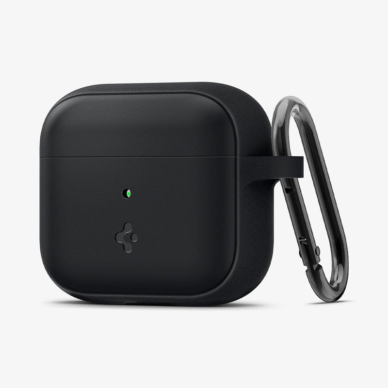 ASD01984 - Apple AirPods 3 Case Silicone Fit in black showing the front and partial side with carabiner