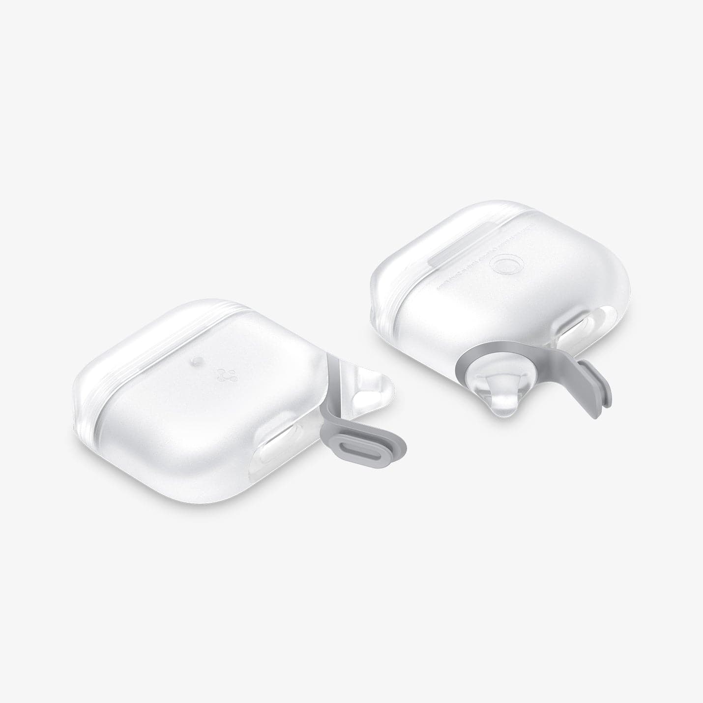 ASD02237 - Apple AirPods 3 Case Slim Armor IP in frost clear showing the front, back and sides with plug cover off