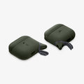 ASD01991 - Apple AirPods 3 Case Slim Armor IP in military green showing the front, back and sides with plug cover off