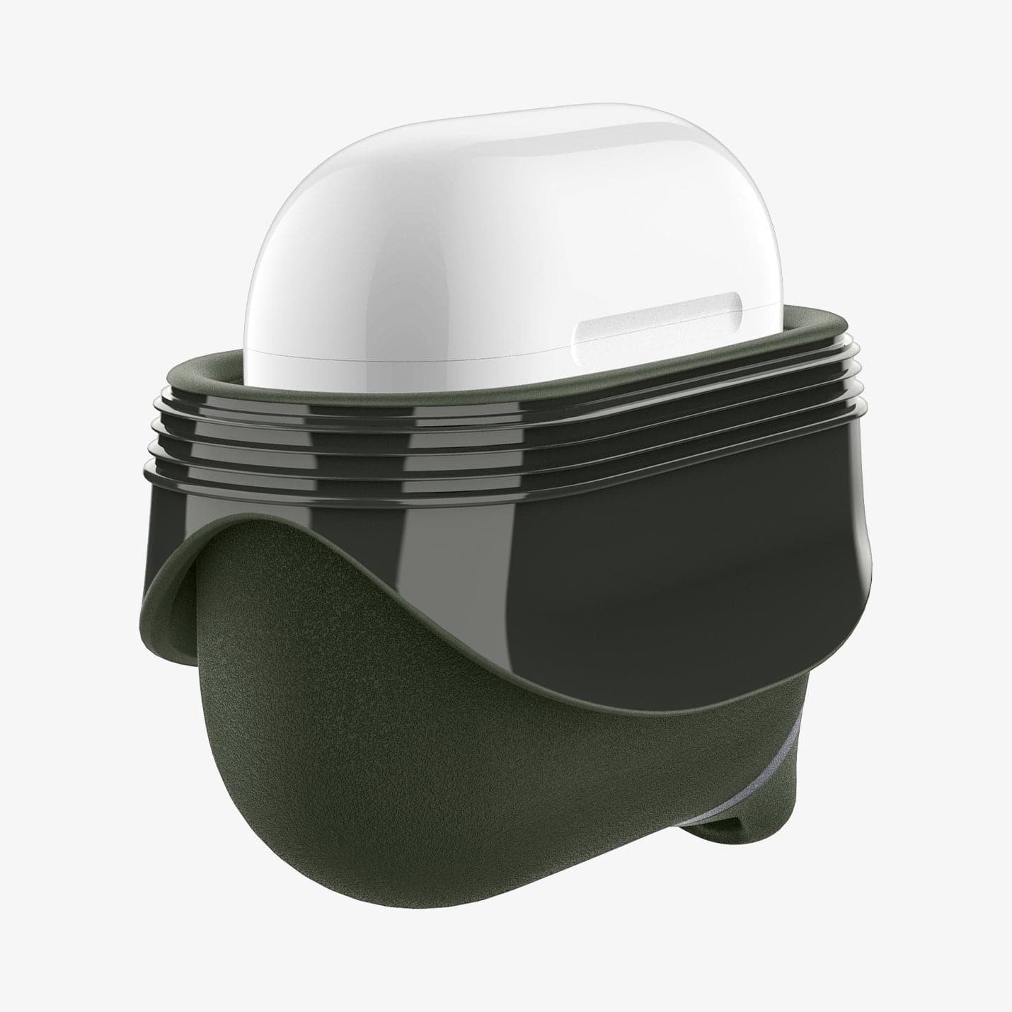 ASD01991 - Apple AirPods 3 Case Slim Armor IP in military green showing the front and side with two flaps pulled down