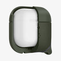 ASD01991 - Apple AirPods 3 Case Slim Armor IP in military green showing the front with case cut half open