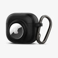 ACS03168 - Apple AirPods 3 Tag Armor Duo in black showing the front and side with AirTag in slot and carabiner