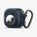 ACS04392 - Apple AirPods 3 Case Tag Armor Duo in metal slate showing the front, side, AirTag in slot and carabiner
