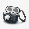 ACS04392 - Apple AirPods 3 Case Tag Armor Duo in metal slate showing the front, side, carabiner and top open with AirPods inside