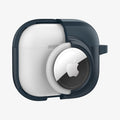 ACS04392 - Apple AirPods 3 Case Tag Armor Duo in metal slate showing the front with AirTag in slot and case cut half open