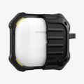 ASD01987 - Apple AirPods 3 Case Tough Armor in black showing the front with case cut half open