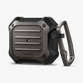 ASD01989 - Apple AirPods 3 Case Tough Armor in gunmetal showing the front and carabiner