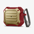 ASD02997 - Apple AirPods 3 Case Tough Armor in metallic gold showing the front and carabiner