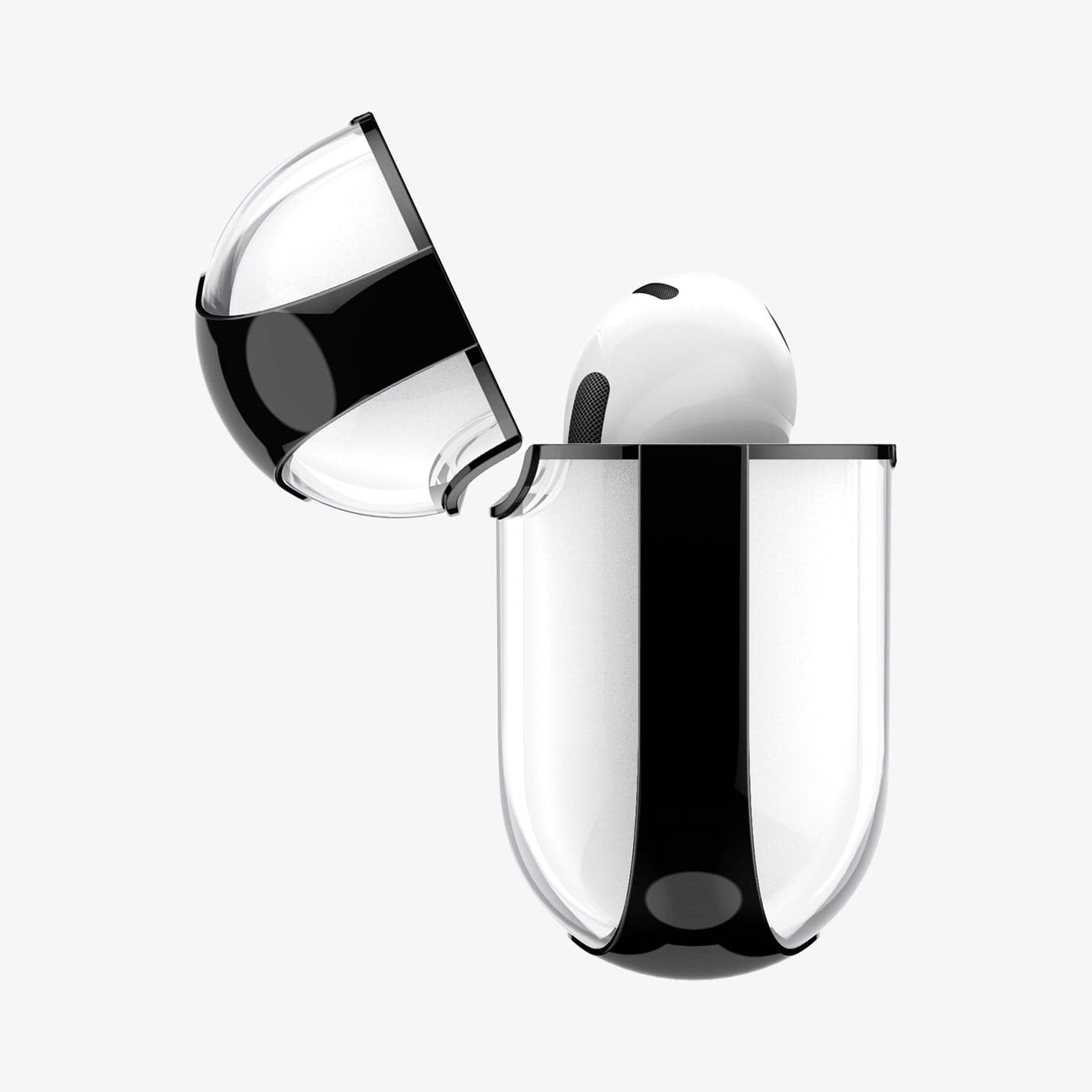 ASD01982 - Apple AirPods 3 Case Ultra Hybrid in jet black showing the side with top open and AirPods inside