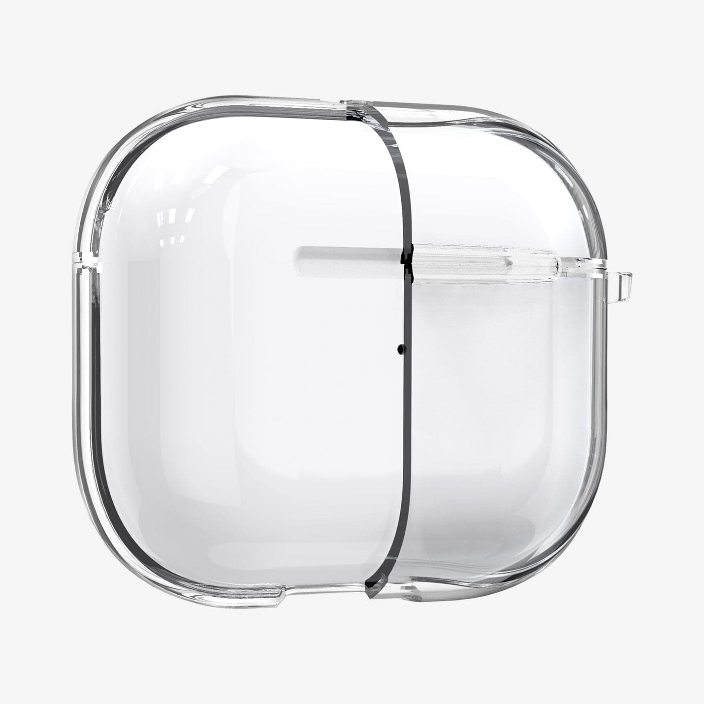 ASD01981 - Apple AirPods 3 Case Ultra Hybrid in crystal clear showing the front with case cut half open