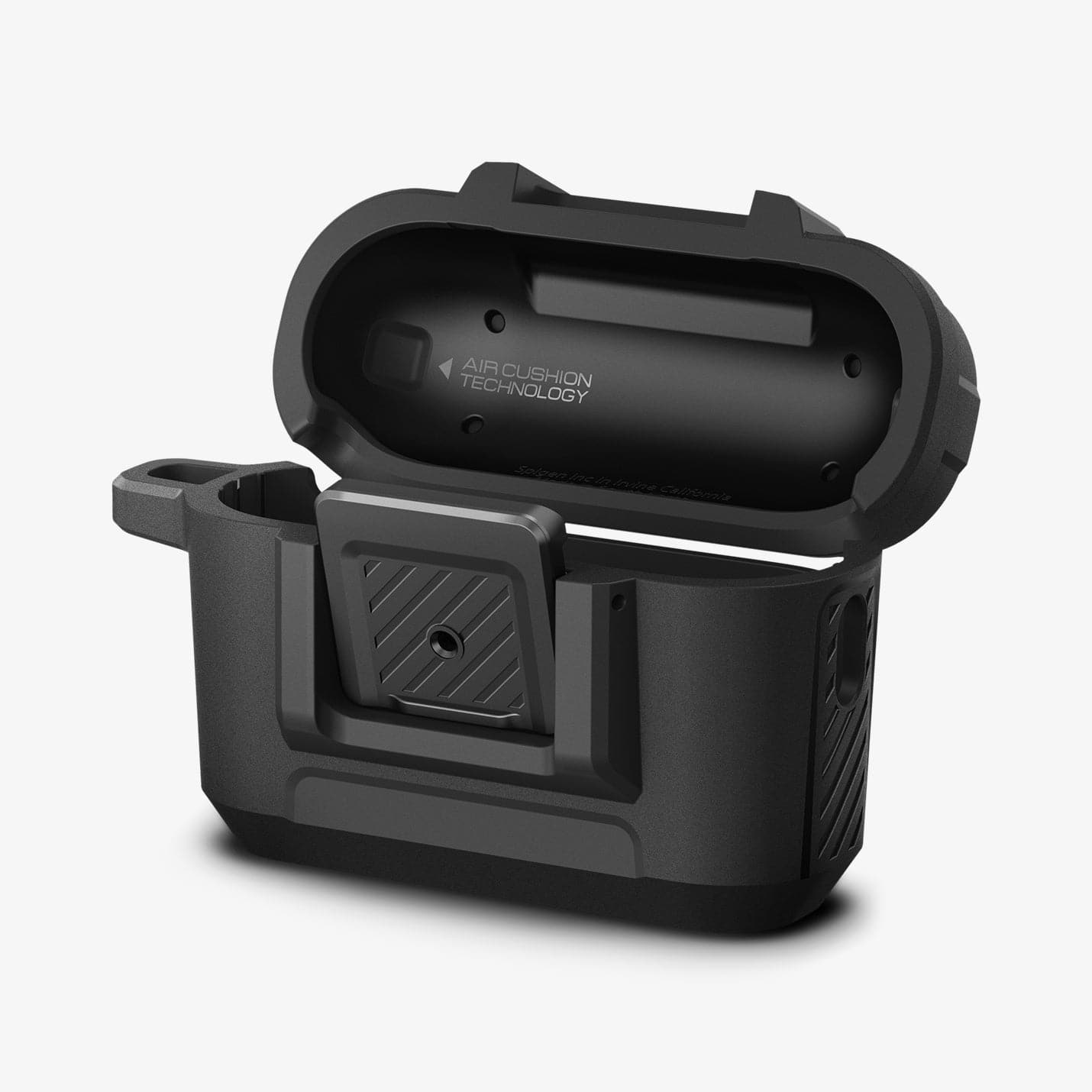 ACS05485 - Apple AirPods Pro 2 Case Lock Fit in matte black showing the front with top open
