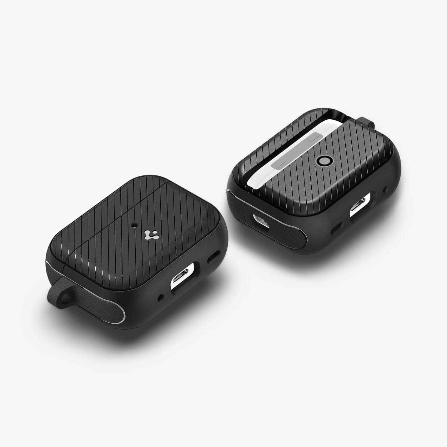 ACS05484 - Apple AirPods Pro 2 Case Mag Armor (MagFit) in matte black showing the front, back and sides